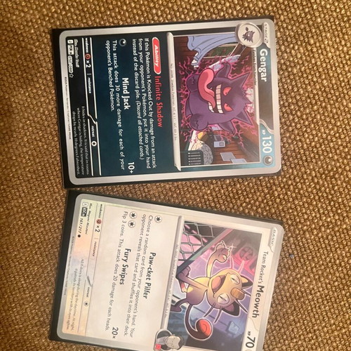 Gengar and Meowth Pokemon TCG cards like new