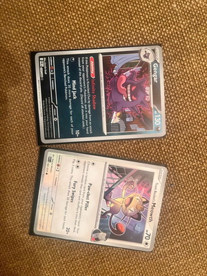 Gengar and Meowth Pokemon TCG cards like new