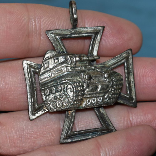 Panzer on iron cross silver plated used