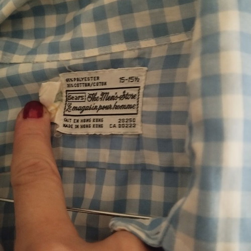 Vintage cool checked shirt used, white and blue
