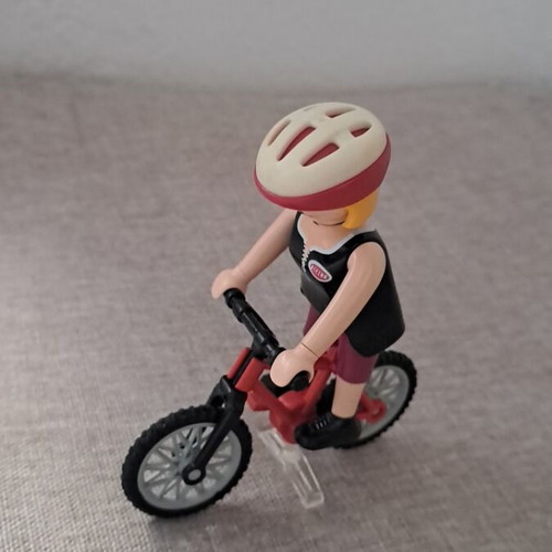 Playmobil woman with bicycle figure