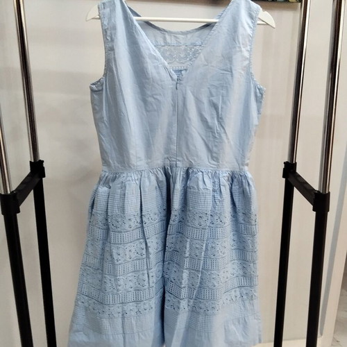 Naf Naf Sky Blue Cotton Dress with Lace Size 40 M/L Like New