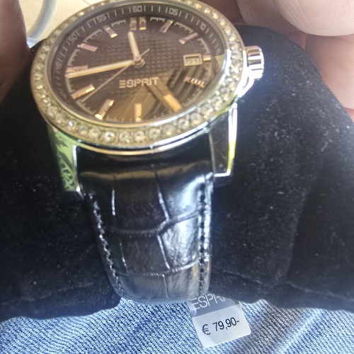 Esprit crystal watch new in box with black bezel