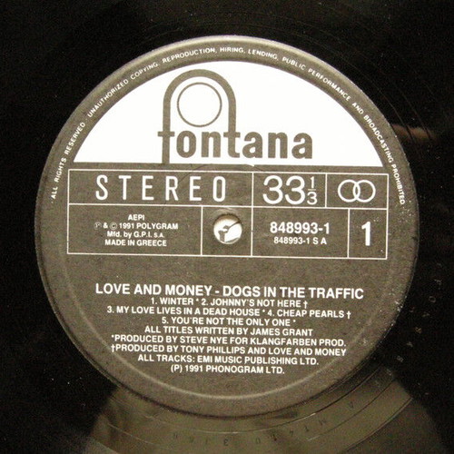 Love and Money Dogs in the Traffic LP used, folk