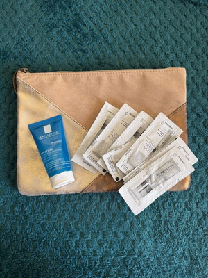 La Roche Posay Efaclar soap 50 ml, Frezyderm anti ageing body 20 ml set with unused Caudalie pouch
