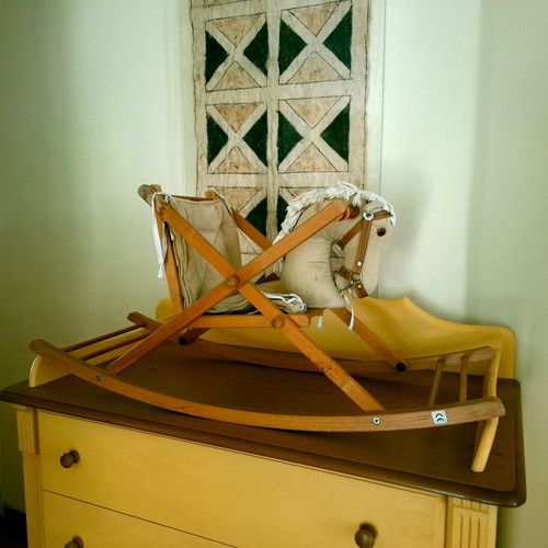 Vintage Wooden Rocking Horse with Safety Seat used for Babies and Toddlers