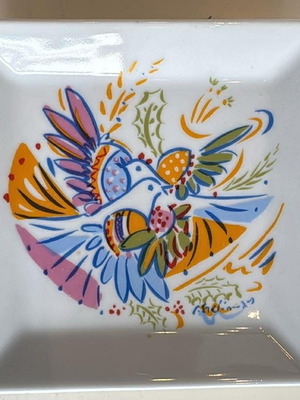 Decorative porcelain plate 'Peristeria' by G. Stathopoulos new 14x14 cm