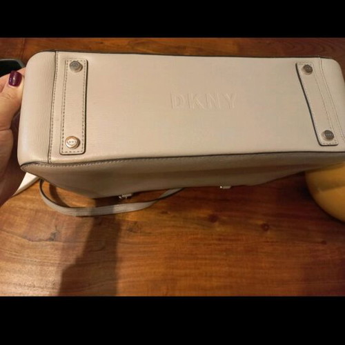 DKNY shoulder bag used, gray saffiano leather
