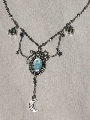 Starry choker stainless steel chains like new, turquoise and silver