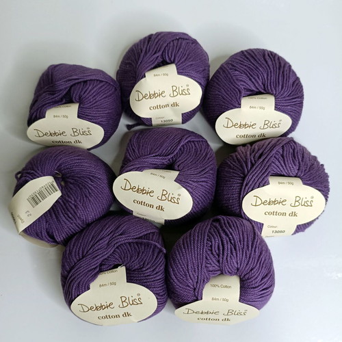 Debbie Bliss Cotton DK purple yarn 8x50g balls new