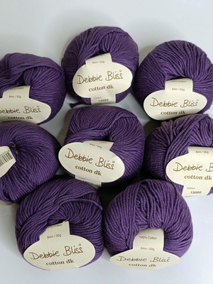 Debbie Bliss Cotton DK purple yarn 8x50g balls new
