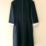 Axara Paris elegant black dress with white belt and pocket, like new, size L/XL