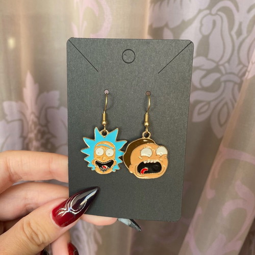 Rick and Morty earrings new, gold tone