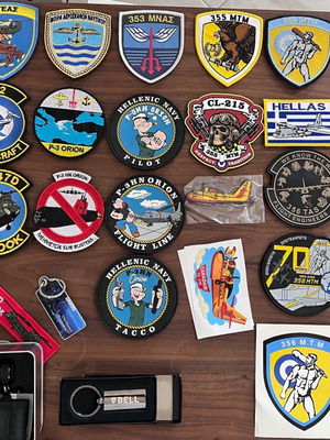 Collection of Greek Air Force, Army Aviation and Navy Military Patches and Memorabilia