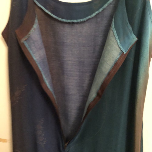 Dress L used, summer, two-tone blue-brown from Italy