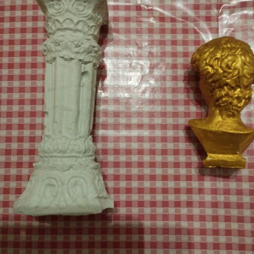 Handmade plaster statues Hermes and column new, pack of two