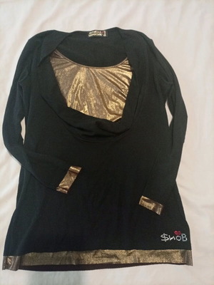 Black blouse with gold and rhinestones size S used, thin evening