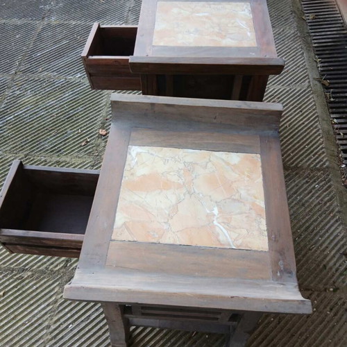 Chinese tables used with marble top and drawers