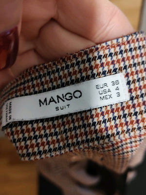 Mango skirt shorts new, small checkered pattern burgundy and blue