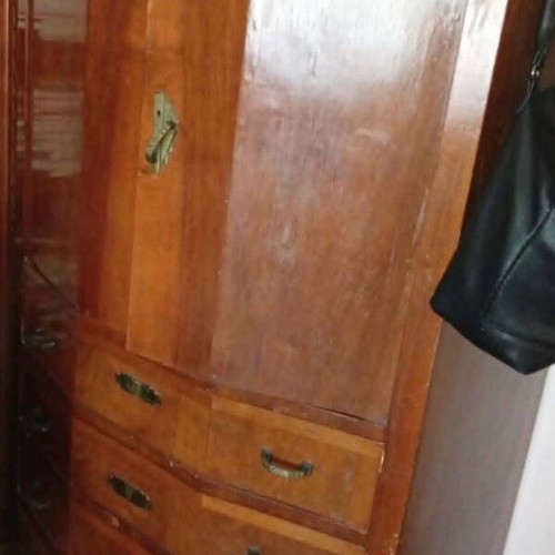 Wooden wardrobe with four drawers used, vintage style