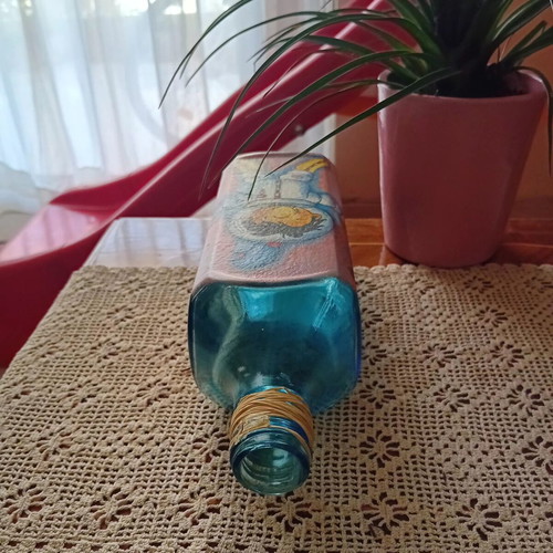 Handmade decorative bottle "Little Astronaut" like new, painted