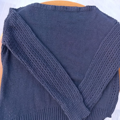 Crochet black and white sweater medium used, cotton, mesh knit
