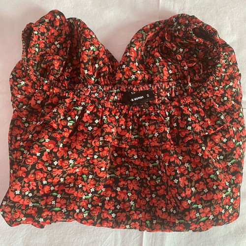 Floral off-shoulder crop top Pink Woman like new, multicolor