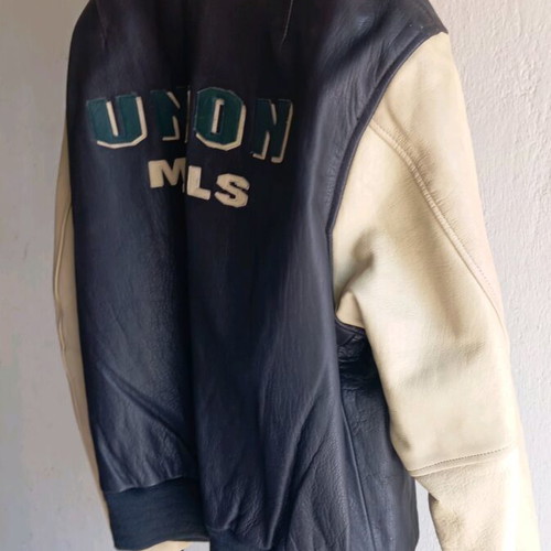 Union Mills Leather Street Bomber Jacket new beige brown