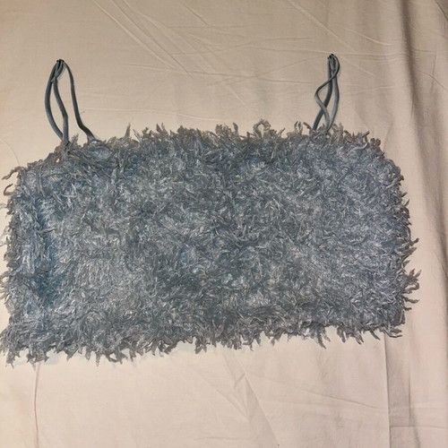 Zara blue crop top with feathers like new