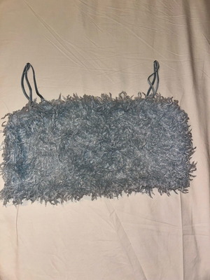 Zara blue crop top with feathers like new
