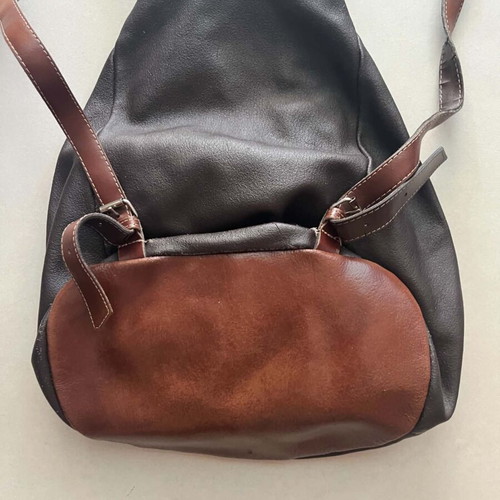 Vintage Thiros leather backpack used, brown