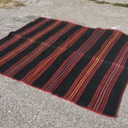Handmade woolen rug used, Vlach origin with traditional pattern