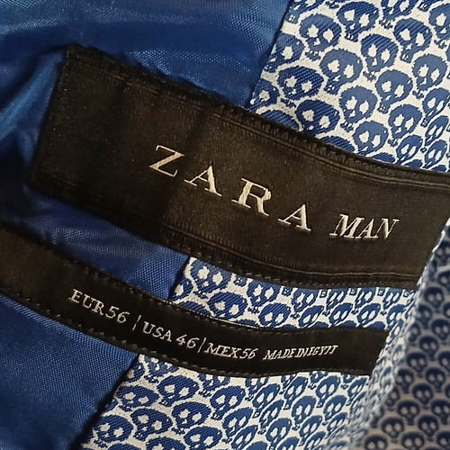 Ανδρικό σακάκι Zara Man μεταχειρισμένο, μπλε και λευκό με ανάγλυφη υφή, μέγεθος XL