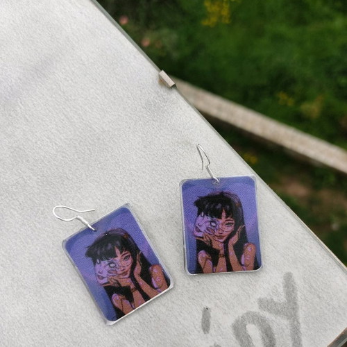 Tomie Anime Handmade Earrings with Silver Clasp