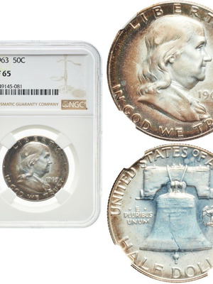 Silver Franklin Half Dollar 1963 PF65 NGC