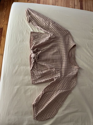 Zara pink perforated blouse with tie, like new, size S