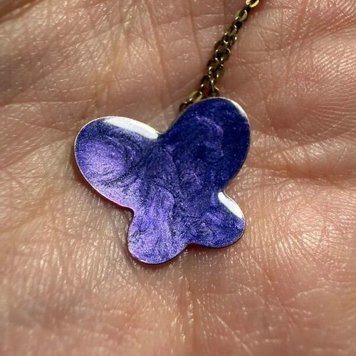 Silver 925 jewelry set with purple butterfly design, like new