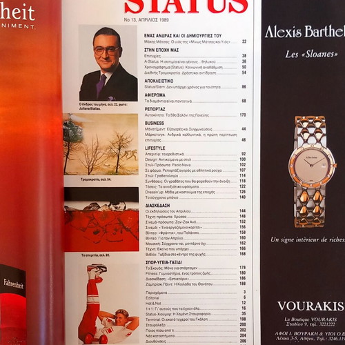 Status magazine, Makis Matsas, April 1989 issue