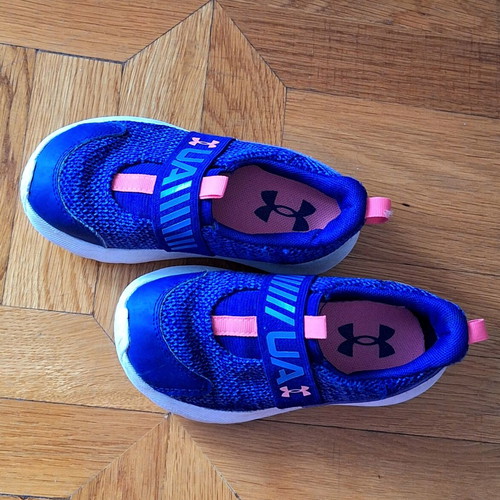 Under Armour kids athletic shoes like new, size 26, blue and pink