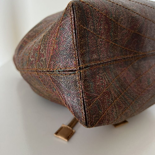 Etro Paisley Print Bucket Bag used, shoulder, brown
