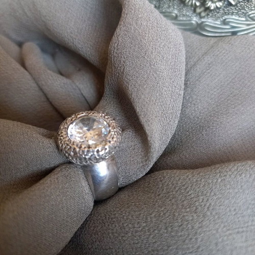 925 ring with zirconia used, size 17, vintage