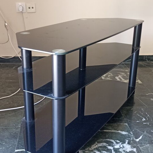 Glass TV stand in black, like new