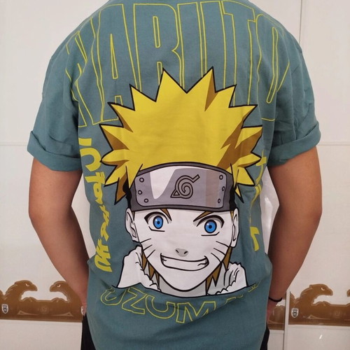Naruto Uzumaki T-shirt Pull&Bear in petrol, like new