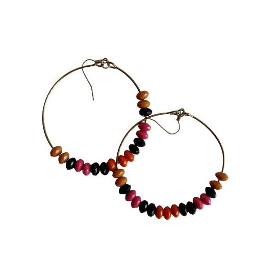 Earrings with colorful beads