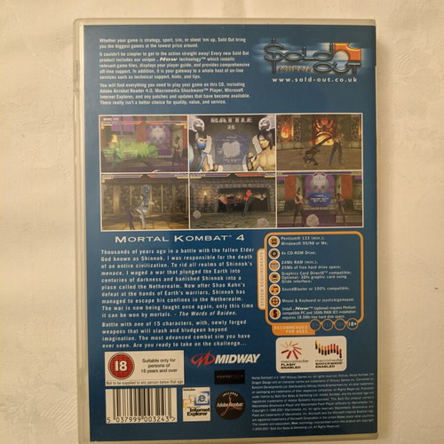 Mortal Kombat 4 PC videogame σαν καινούργιο, Windows fighting