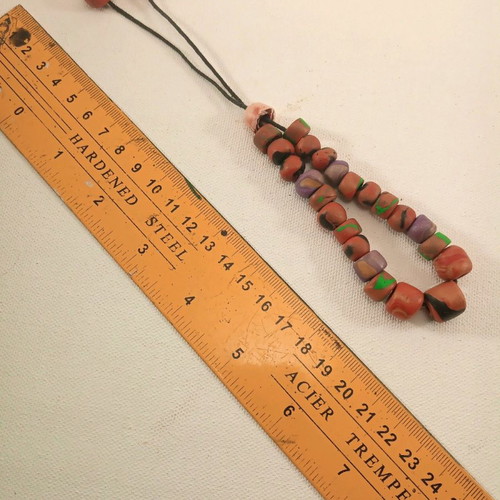 Handmade worry beads 20 cm used with polymer clay beads and black cord