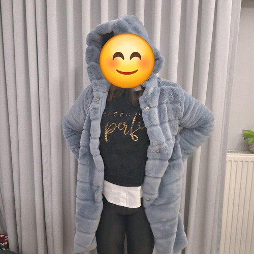 Grey fur coat like new, one size, very soft