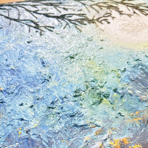 Moon Through the Branches painting new mixed media acrylic on canvas