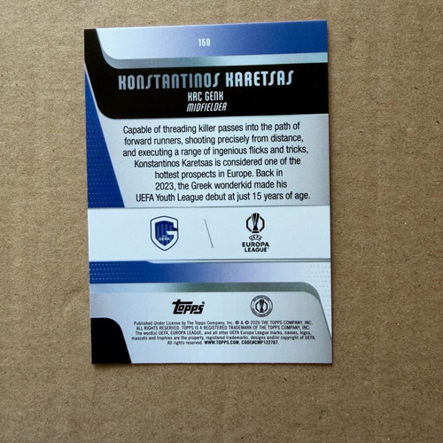 Topps Flagship Rookie Konstantinos Karetsas Yellow Flow Fractor like new