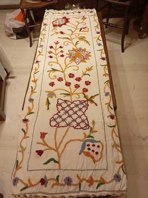 Suzani embroidered table runner used with fringes